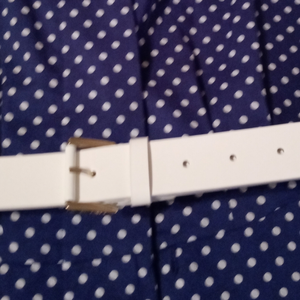 NWT Tommy Hilfiger Navy Polka Dot Belted Shirt Dress Size 10 - Picture 4 of 7